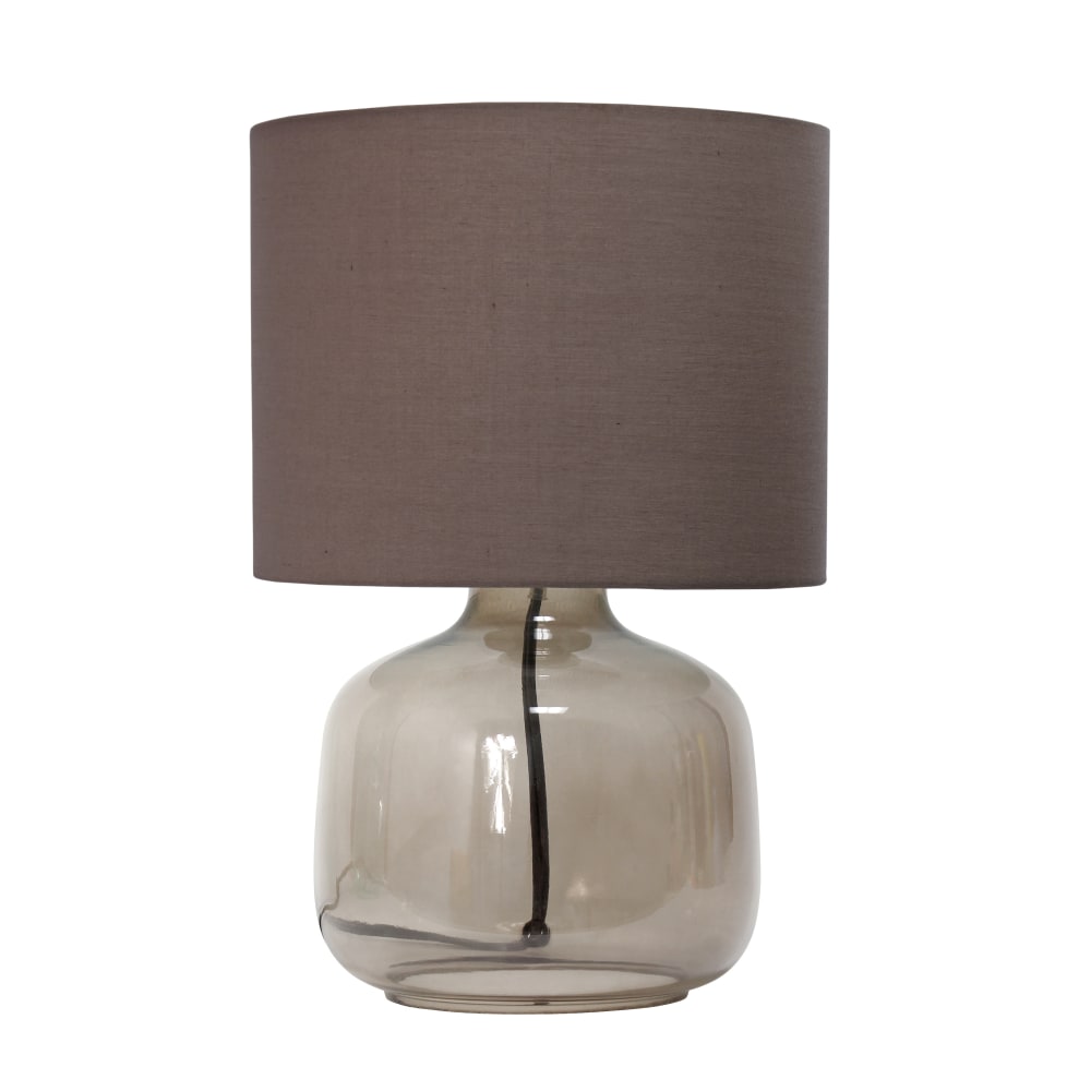 Simple Designs Glass Table Lamp, 13-3/4"H, Gray Shade/Smoke
