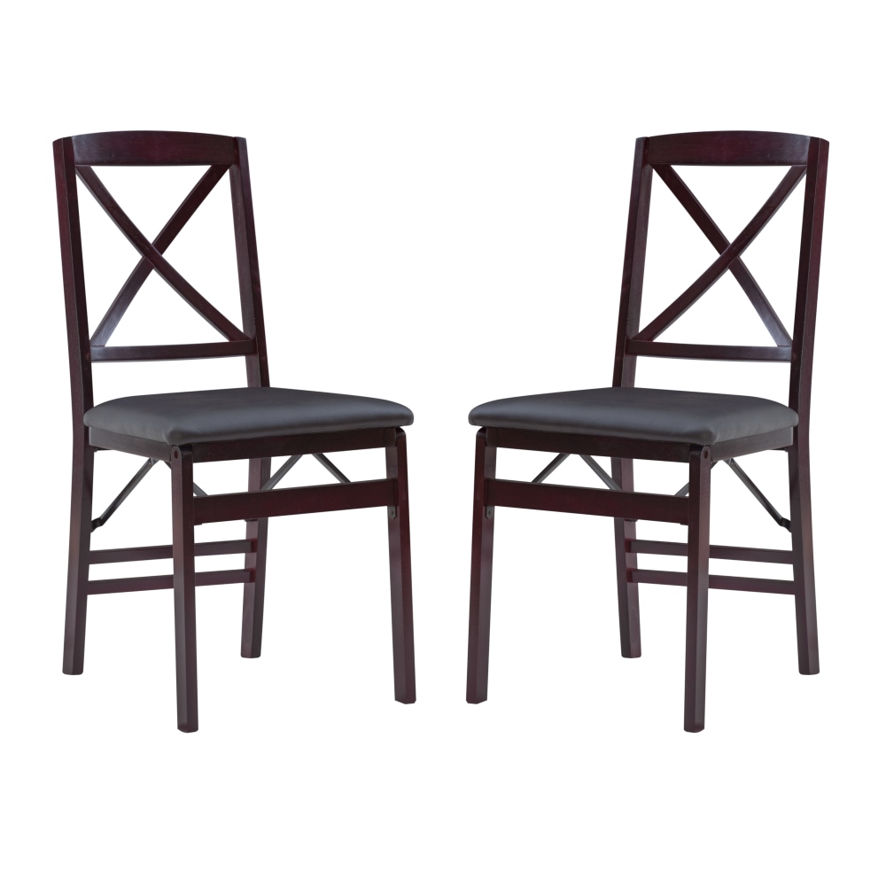 Linon Bradford X-Back Folding Chairs, Espresso, Set Of