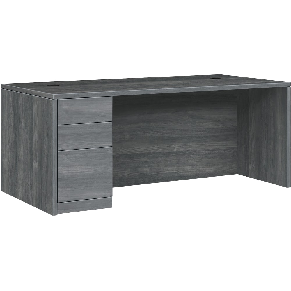 HON® 10500 72"W 3-Drawer Left-Pedestal Computer Desk, Teak