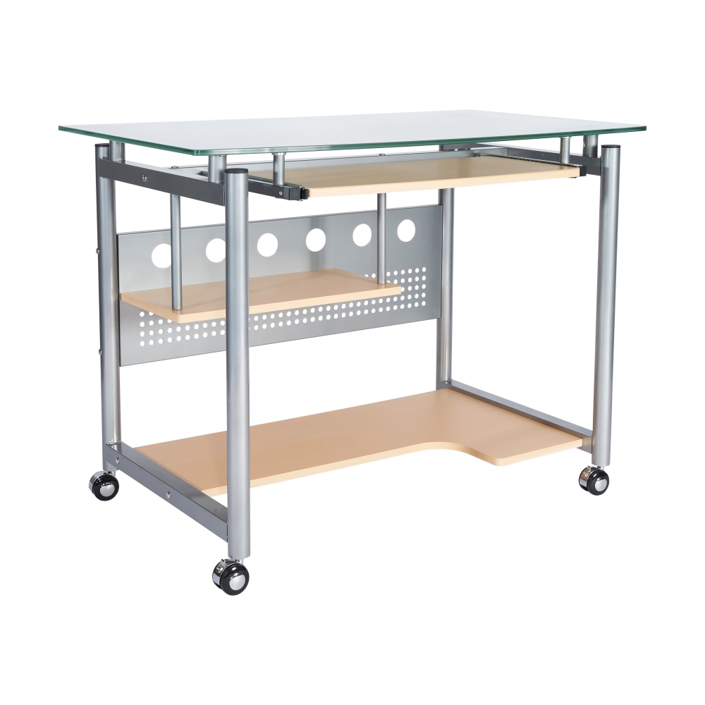 Techni Mobili 40"W Rolling Computer Desk, Maple