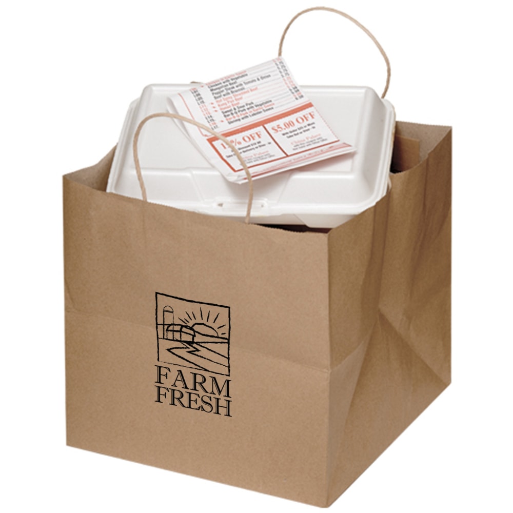 Custom Twisted Paper Handle Promotional Take-Out Bag, 10”