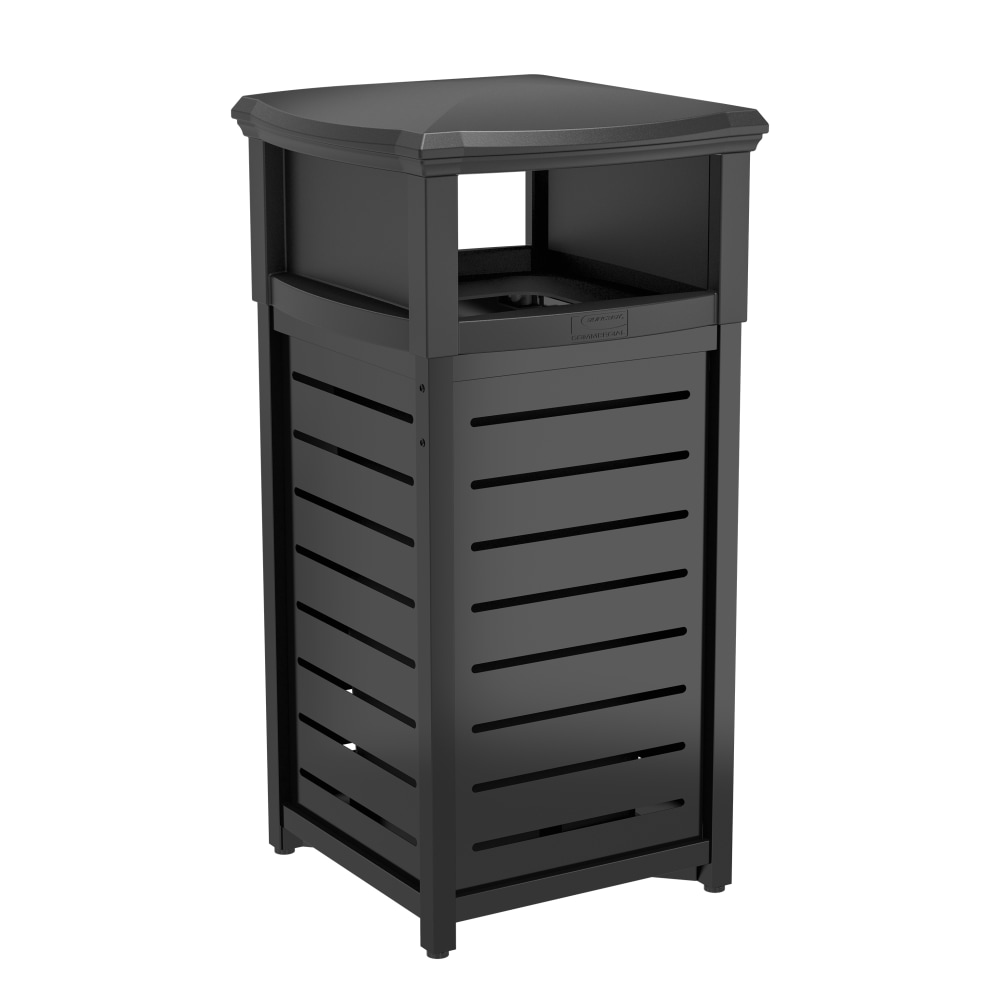 Suncast Commercial Square Metal Trash Can With 2-Way
