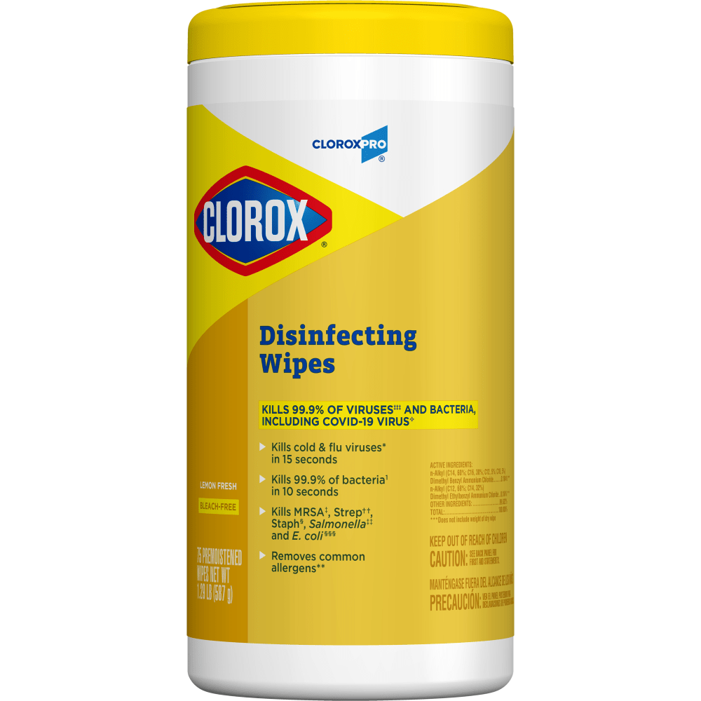 Clorox® Disinfecting Wipes, 7" x 8", Lemon Fresh