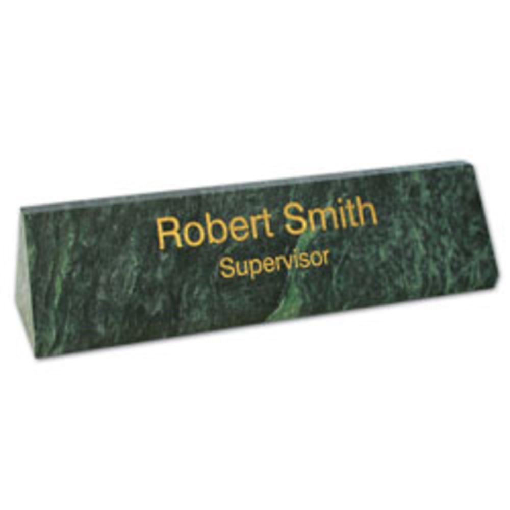 Custom Engraved Green Marble Desk Bar, 2-3/16" x