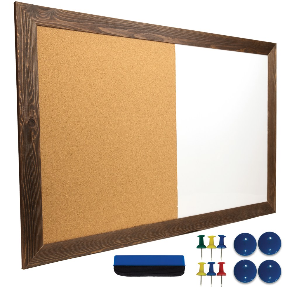 Excello Magnetic Dry-Erase Whiteboard Cork Combo Board, 24”H