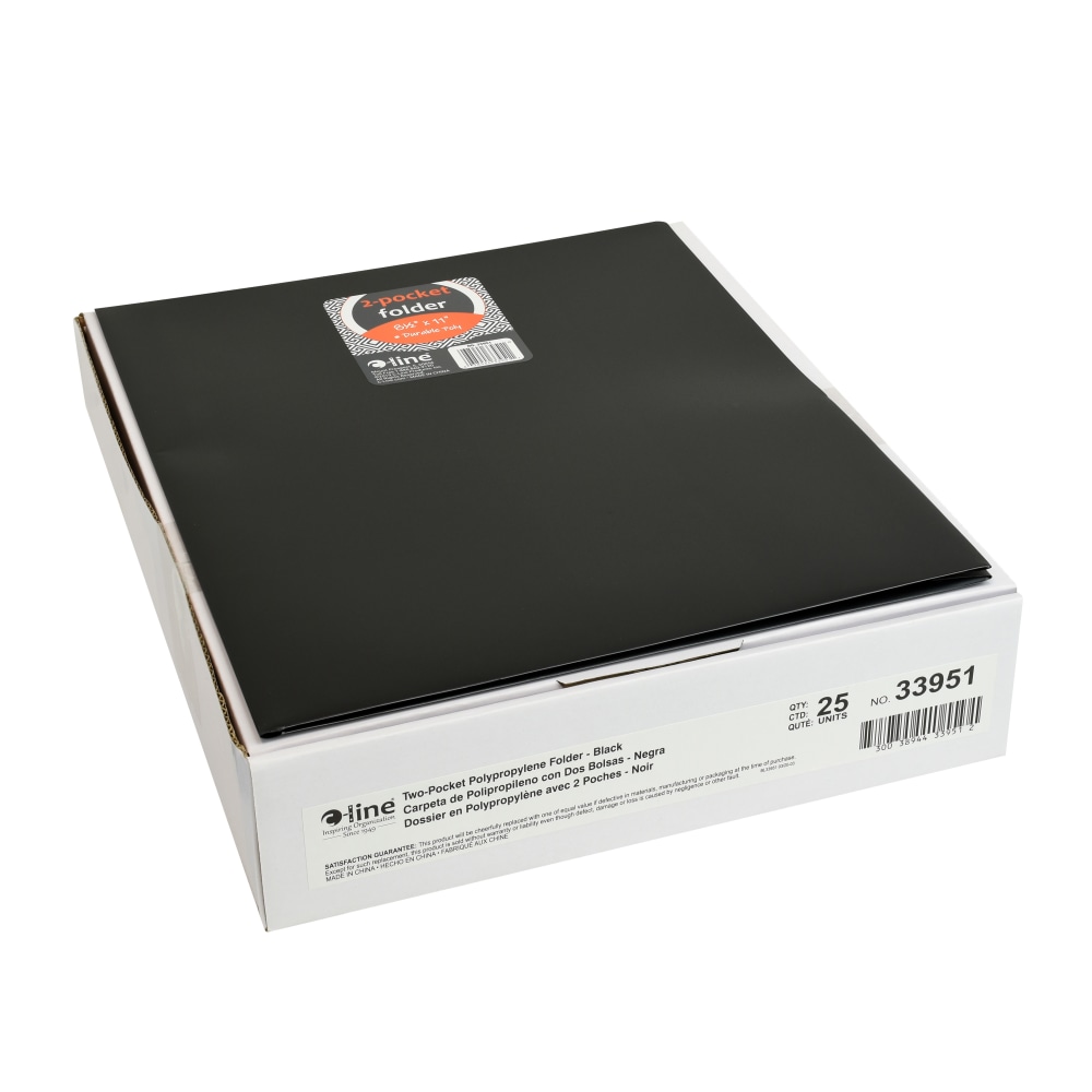C-Line 2-Pocket Poly Portfolios, 8-1/2" x 11", Black,