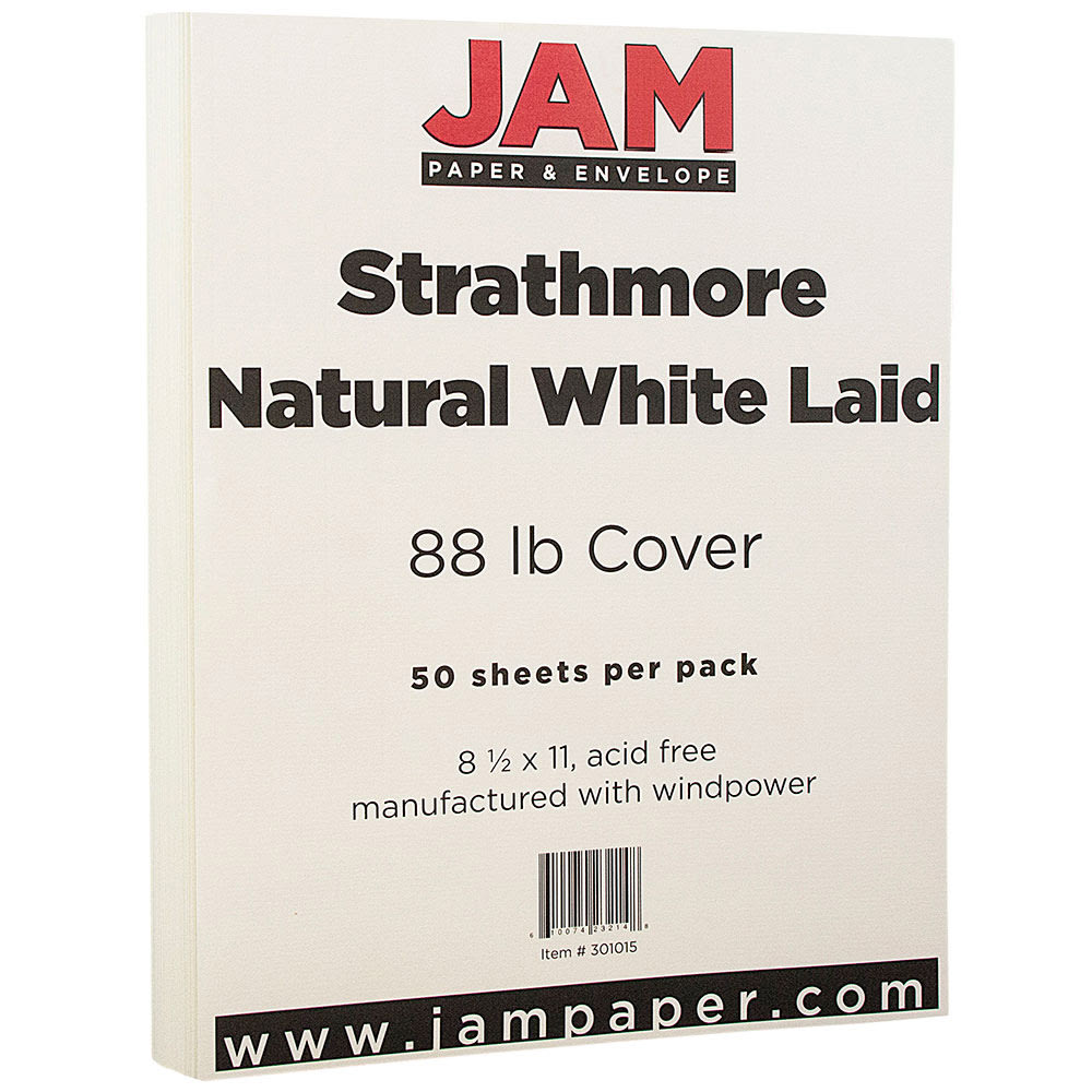 JAM Paper® Card Stock, Strathmore Natural White Laid,