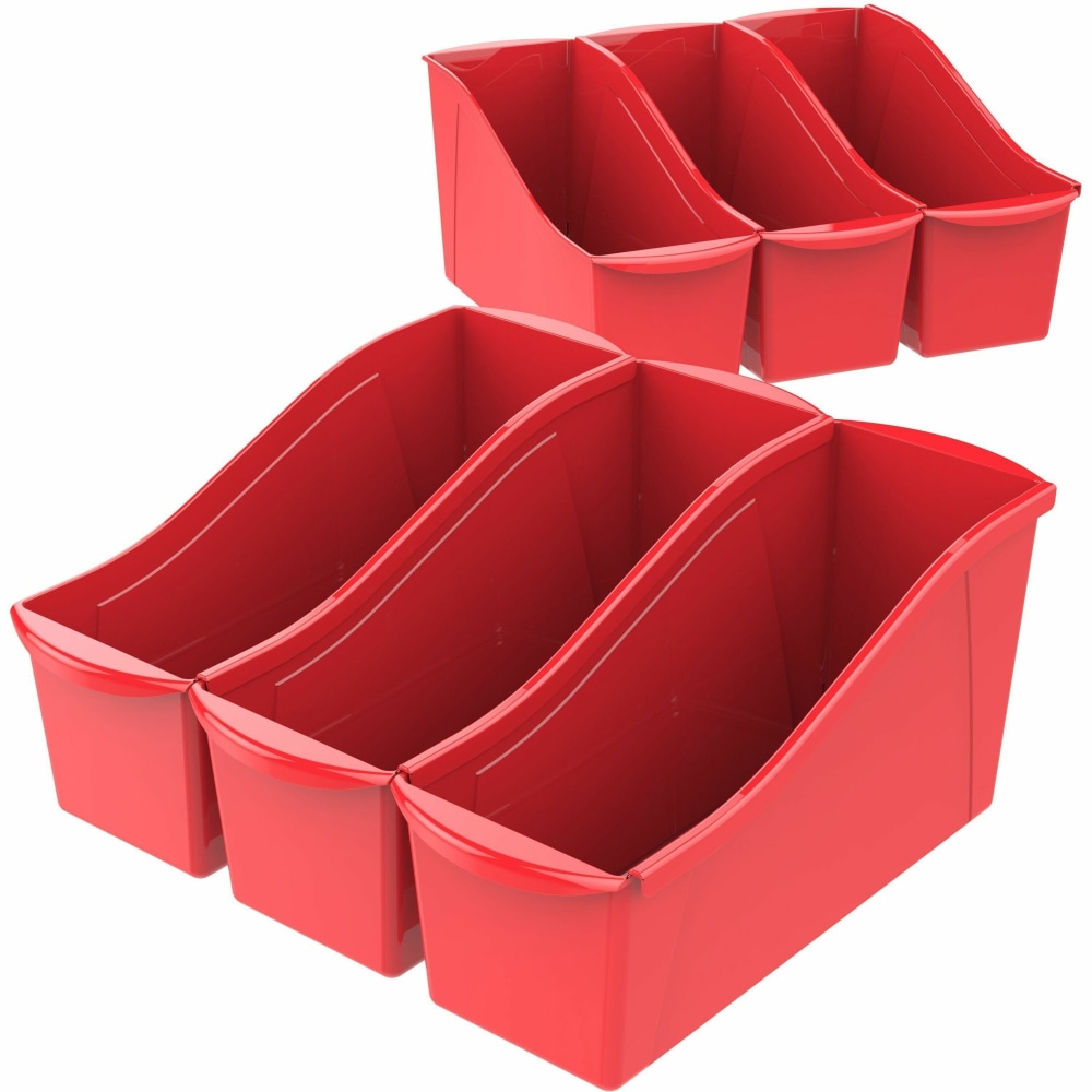Storex Book Bin Set, Medium Size, Red, Carton