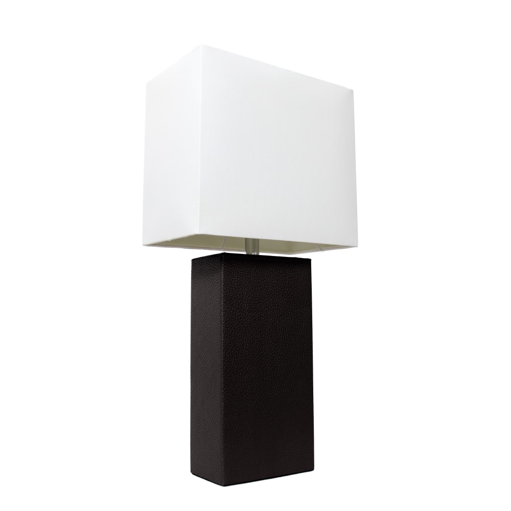 Elegant Designs Modern Black Leather Table Lamp with
