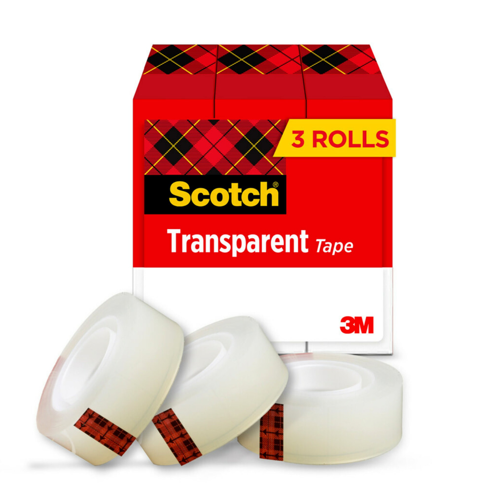 Scotch® Transparent Tape, 3 Tape Rolls, 3/4 in