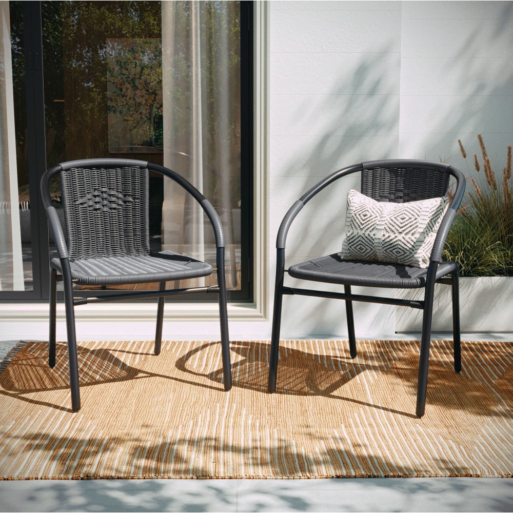 Flash Furniture Rattan Indoor/Outdoor Restaurant Stack Chairs,