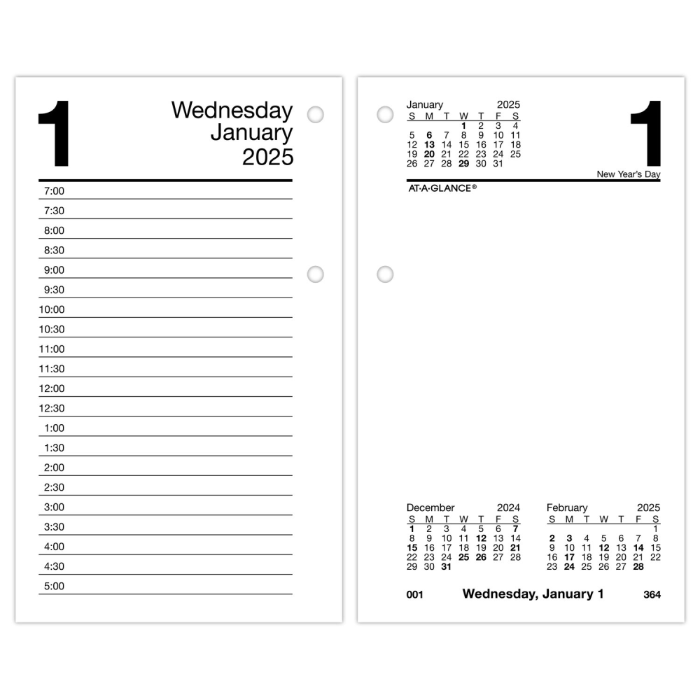 2025 AT-A-GLANCE® Daily Loose-Leaf Daily Desk Calendar Refill,