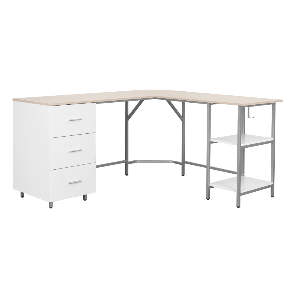 Techni Mobili 59"W L-Shaped 2-Tone Home Office Computer