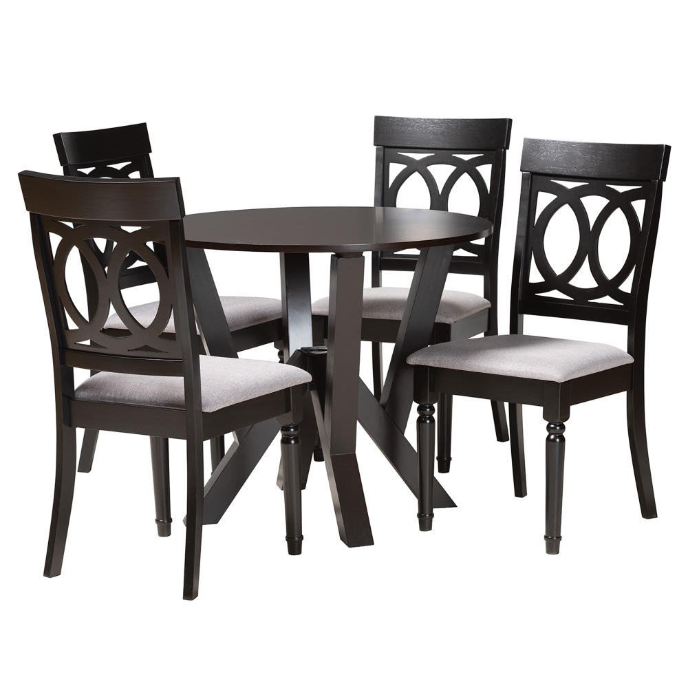 Baxton Studio Angie Modern Fabric/Finished Wood 5-Piece Dining