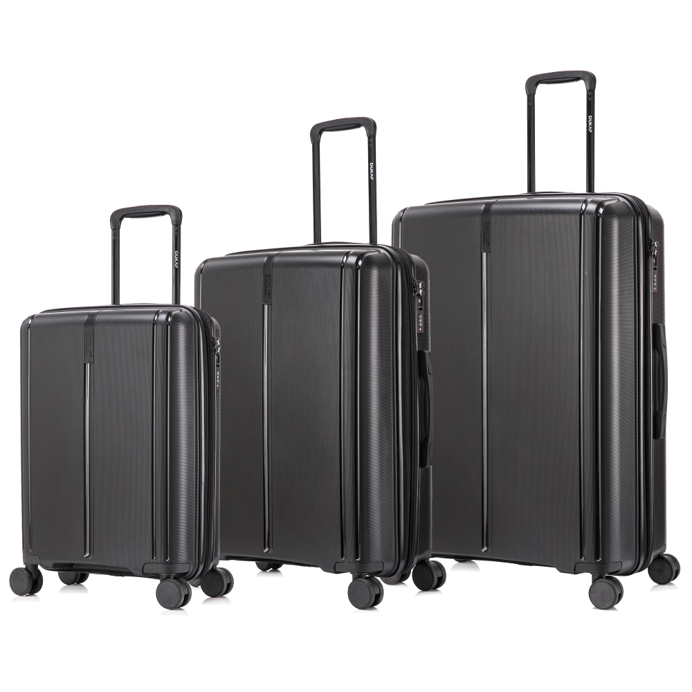 DUKAP Airley Polypropylene Expandable Rolling Luggage Set, Black,
