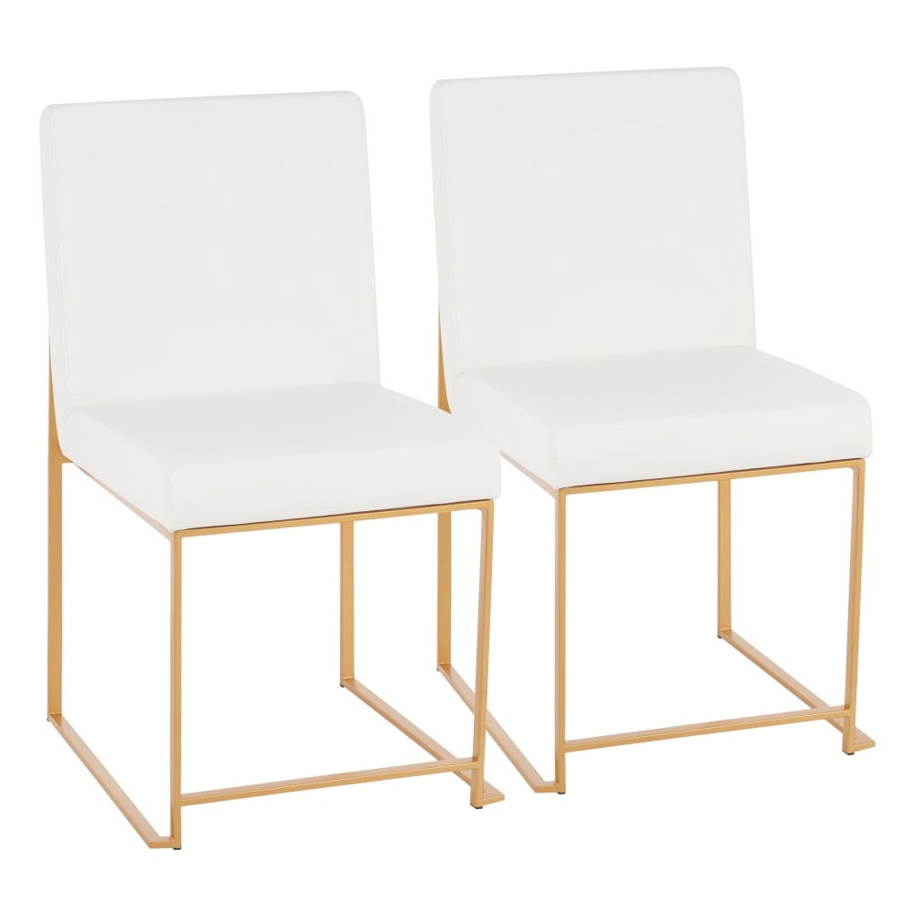 LumiSource Fuji High Back Dining Chairs, Faux Lether,