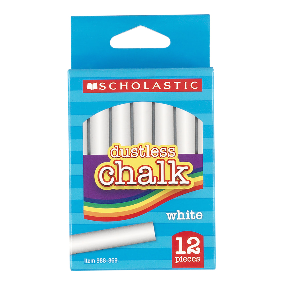 Scholastic® Dustless Chalk, White, Pack Of 12 Sticks