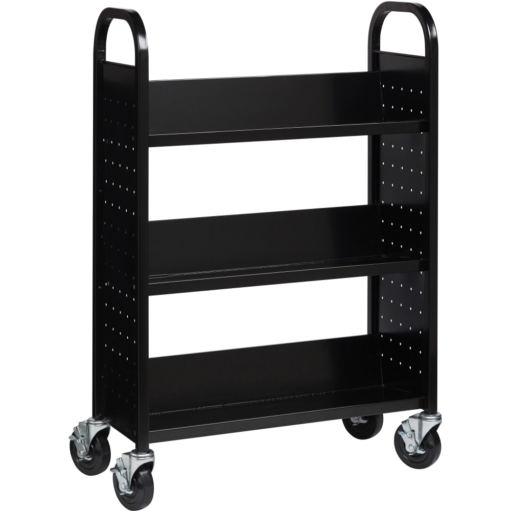Lorell® 3-Shelf Single-Sided Steel Book Cart, 46"H x