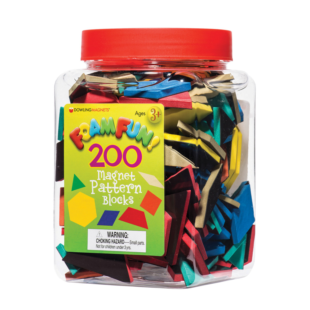 Dowling Magnets Foam Fun Magnets Pattern Blocks, Assorted,