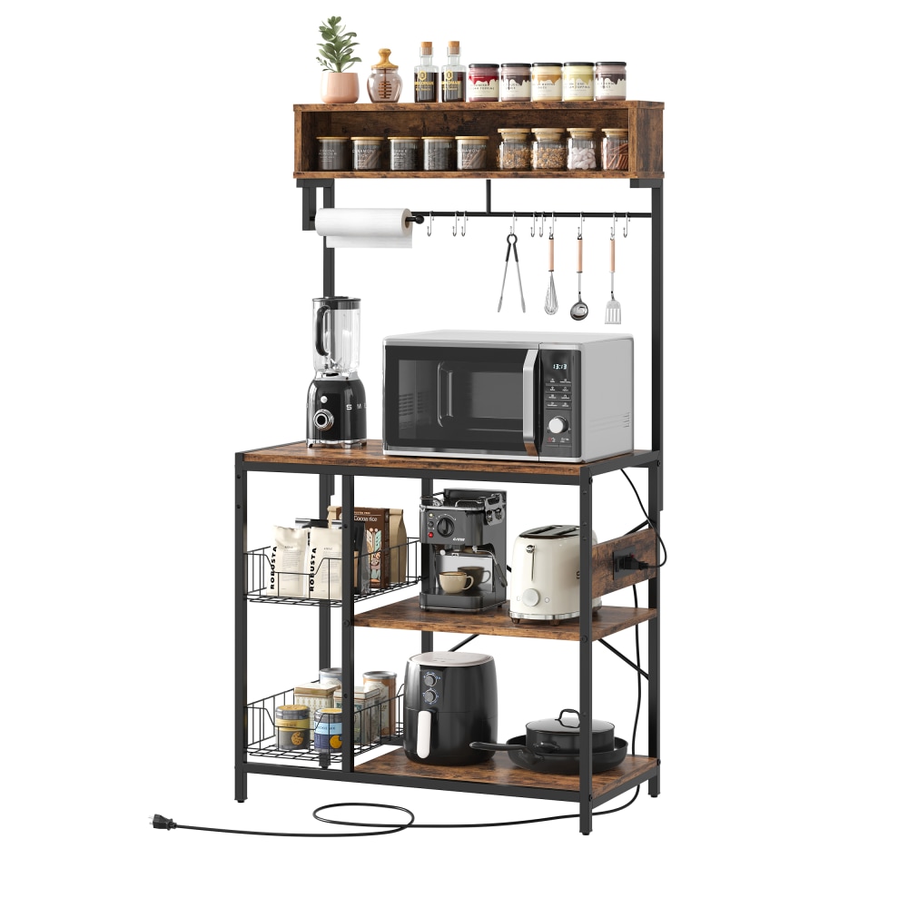 Bestier Bakers Rack With Power Outlets And Storage