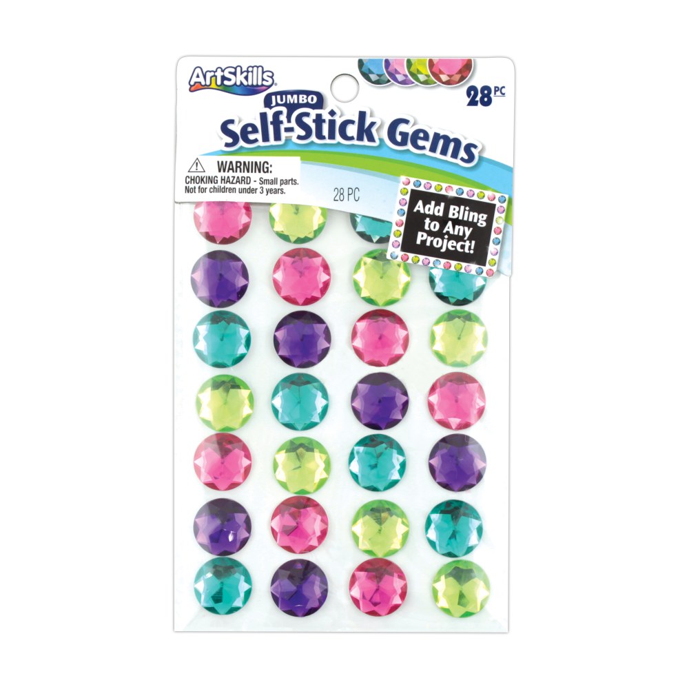 Artskills® Jumbo Self-Stick Gems, Assorted Colors, Pack Of