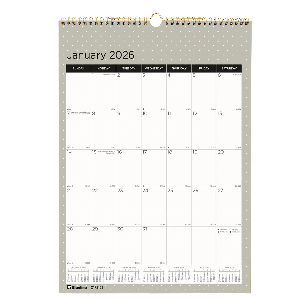 2026 Blueline Colorful Monthly Wall Calendar, 12" x