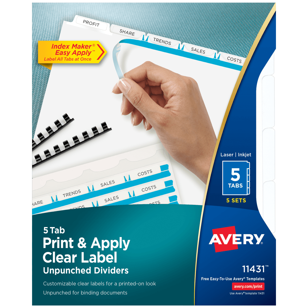 Avery® Customizable Index Maker® Unpunched Dividers - 11431