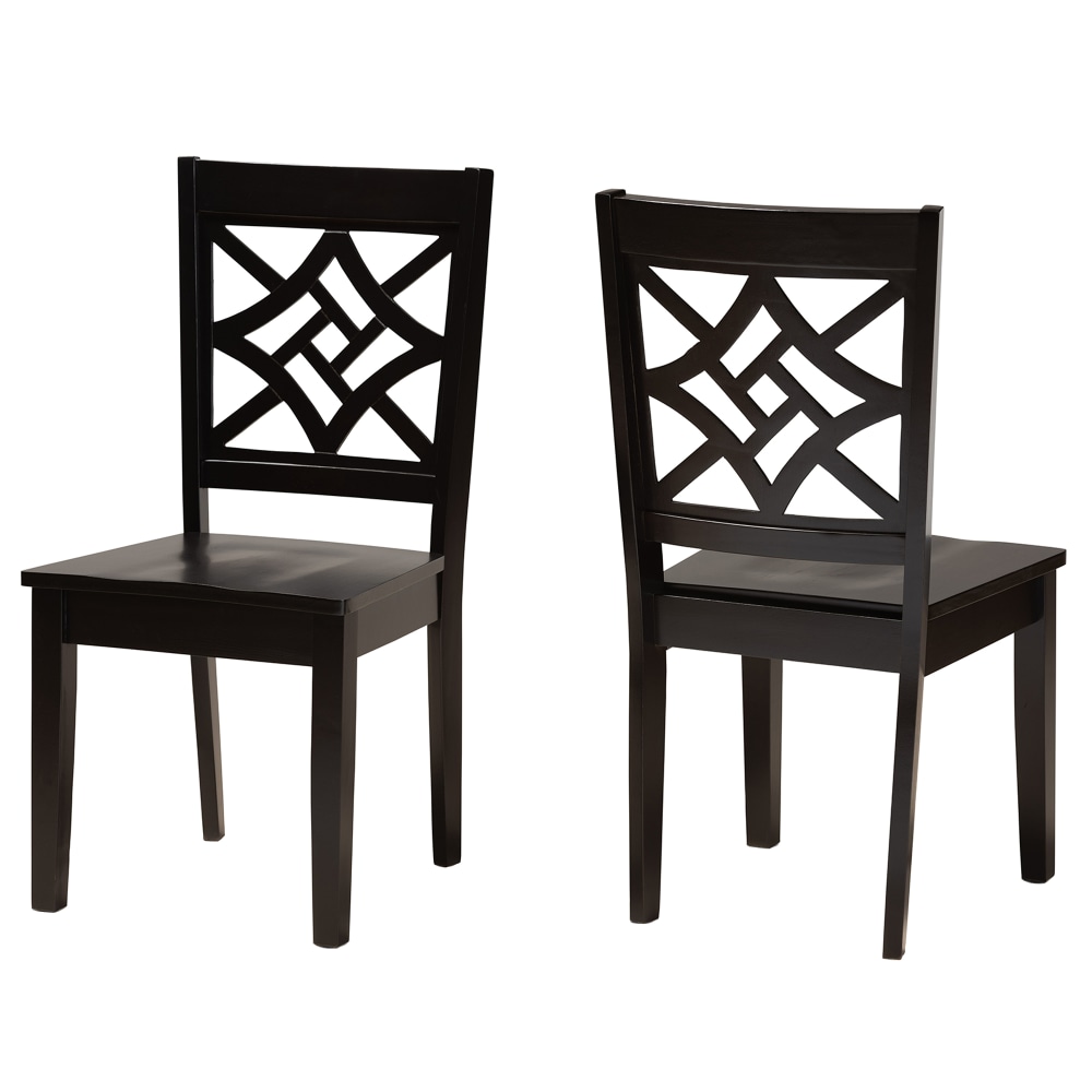 Baxton Studio Nicolette Dining Chairs, Dark Brown, Set