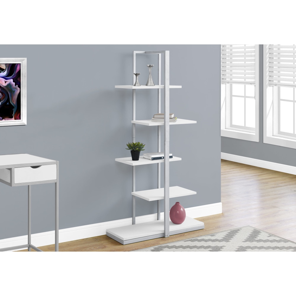 Monarch Specialties 60"H 5-Shelf Zigzag Metal Bookcase,