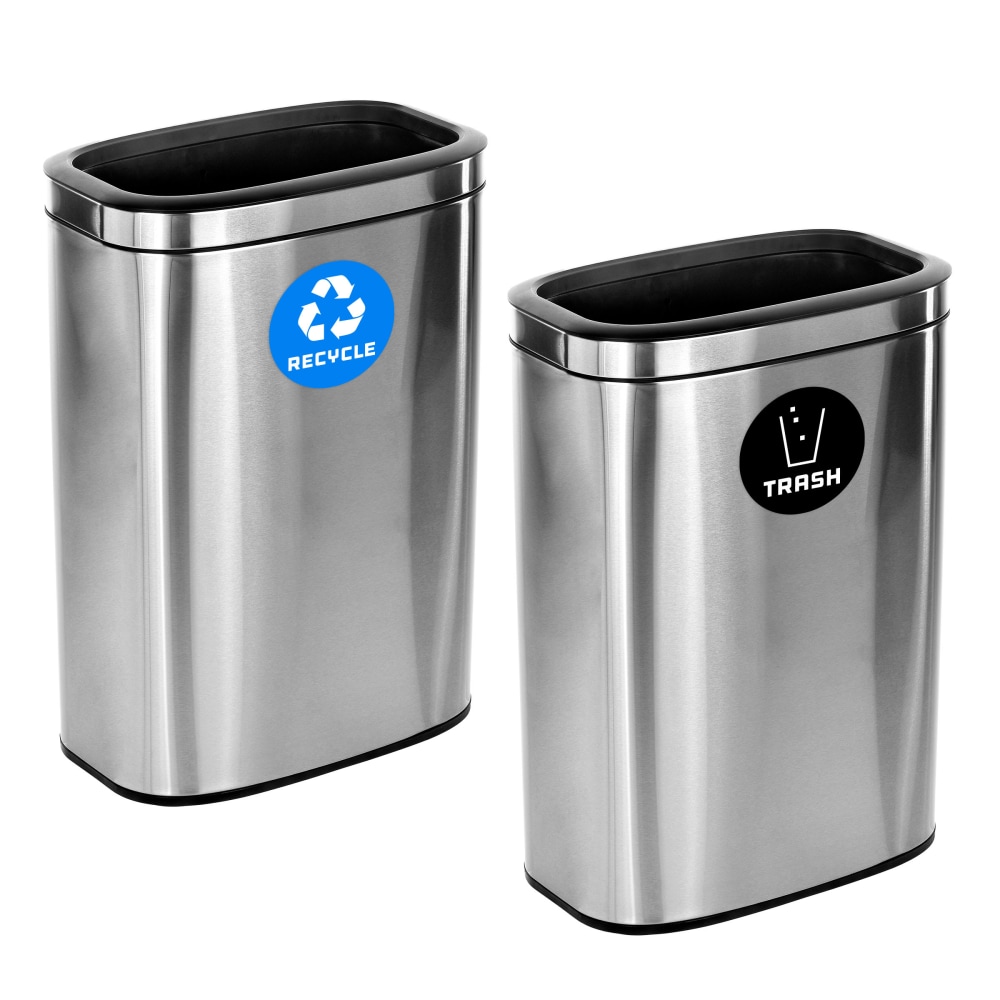Alpine Industries Recycle Trash Stations, 10.5 Gallons, Silver,