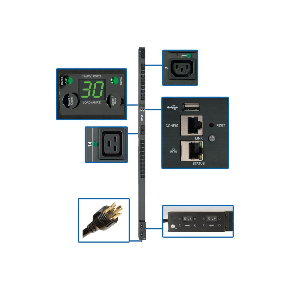 Tripp Lite 5/5.8kW Single-Phase Switched PDU, Outlet Monitoring,