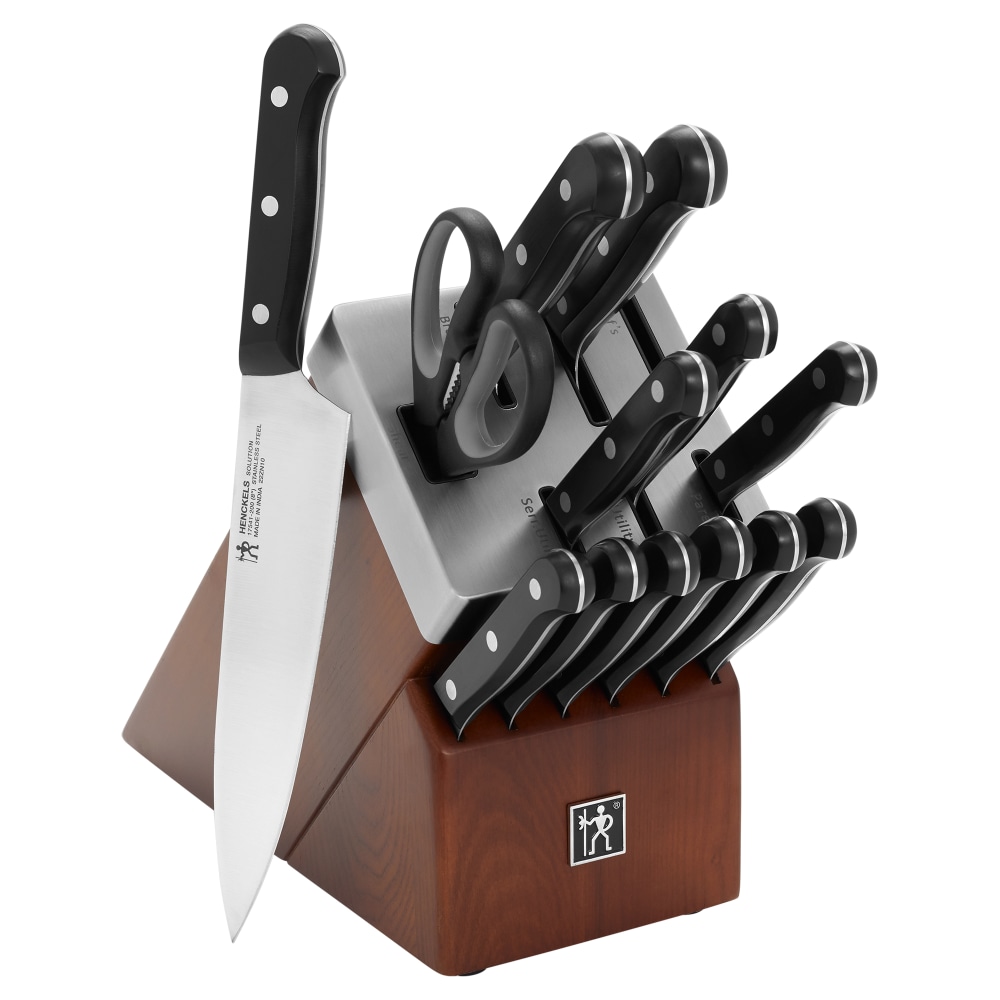 Henckels Solution 14-Piece Self-Sharpening Knife Block Set, Black