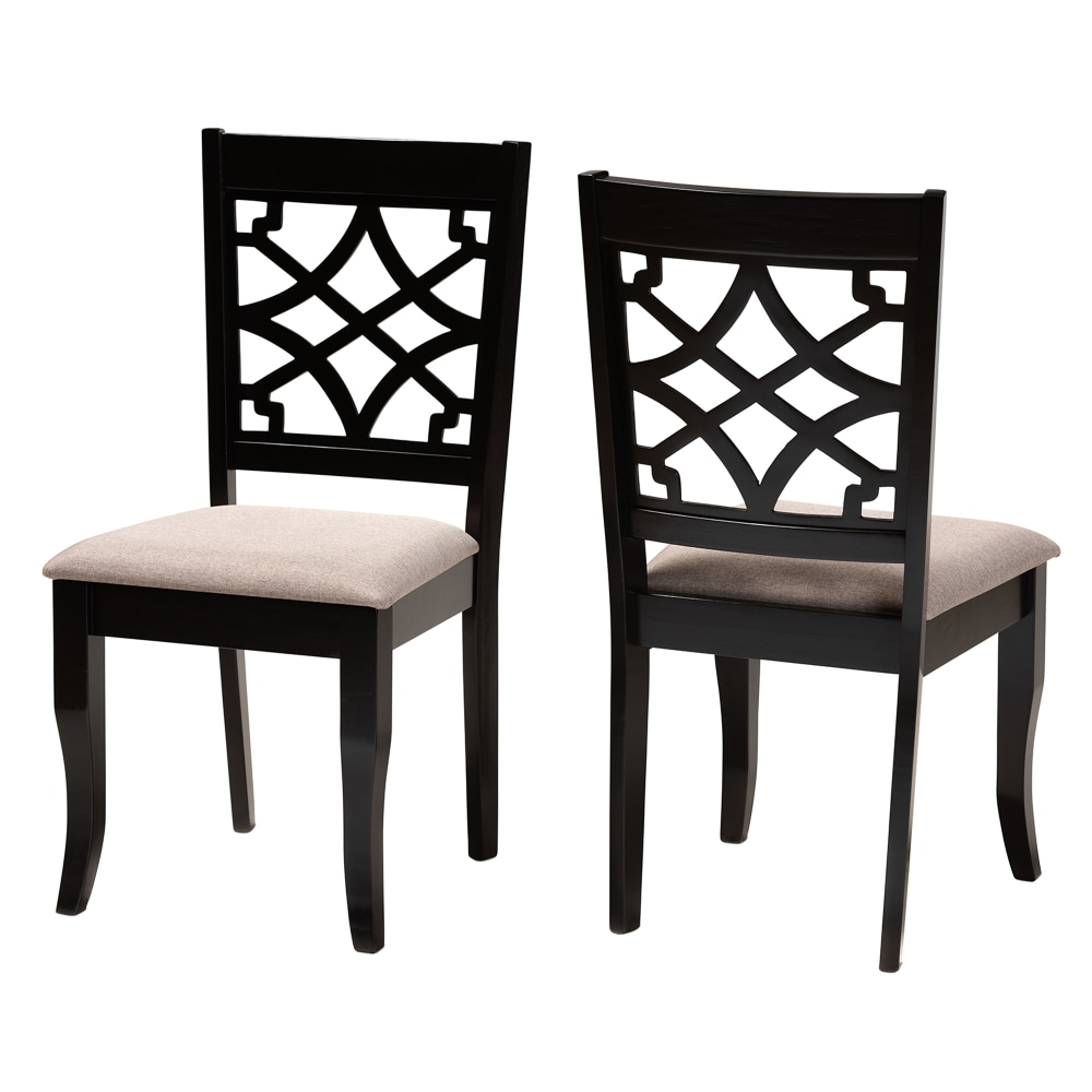 Baxton Studio Mael Dining Chairs, Sand/Espresso Brown, Set