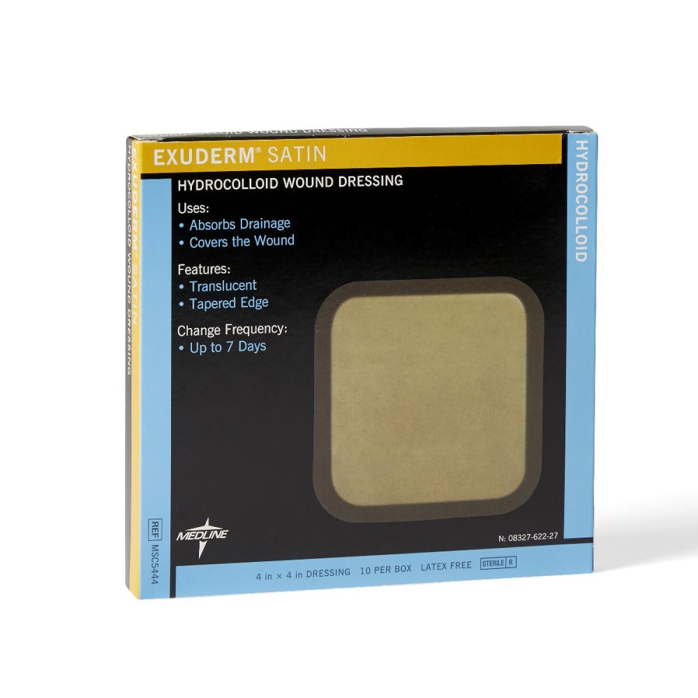 Medline Exuderm Satin Hydrocolloid Dressings, 4" x 4",