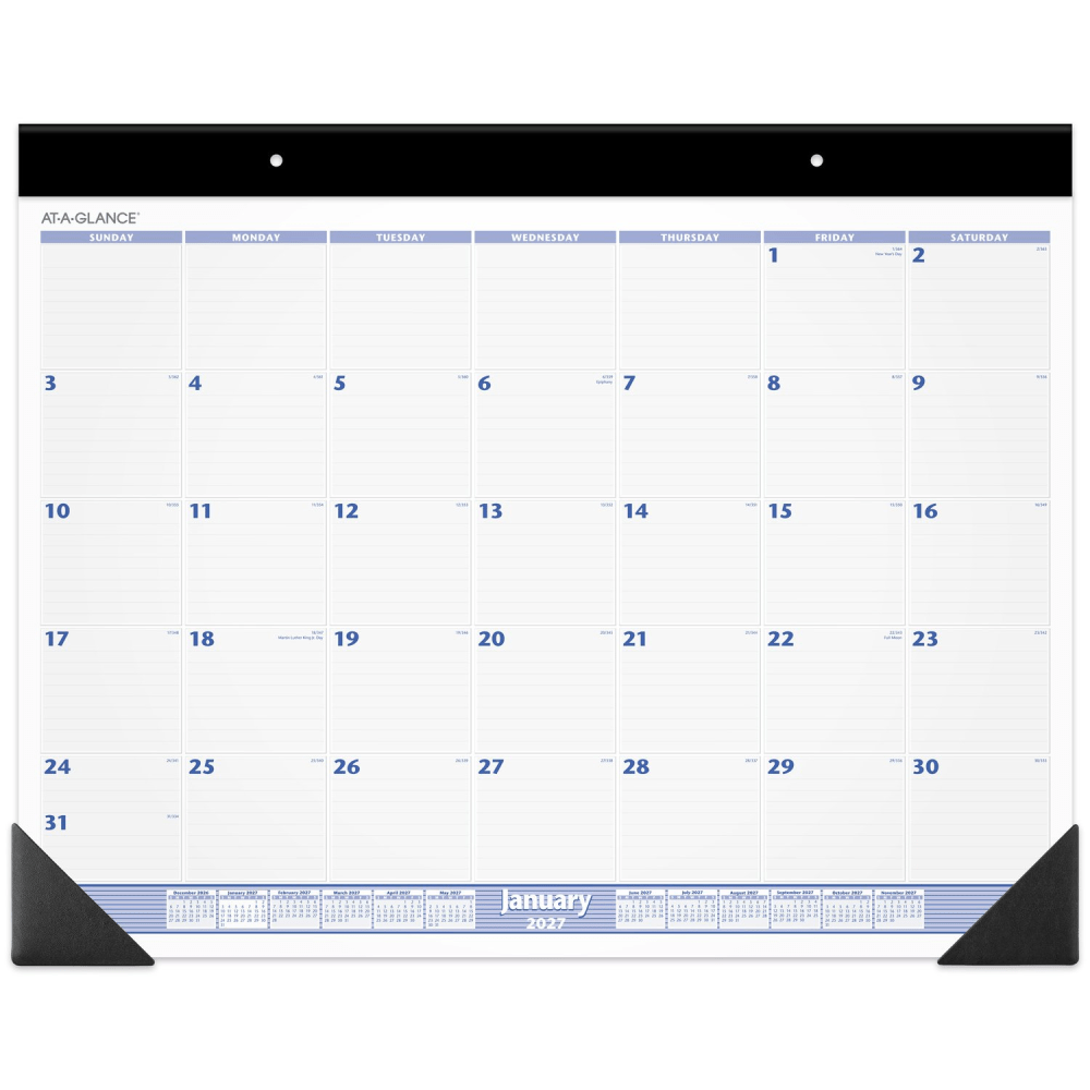 AT-A-GLANCE® 2027 Monthly Desk Pad Calendar, Blue and
