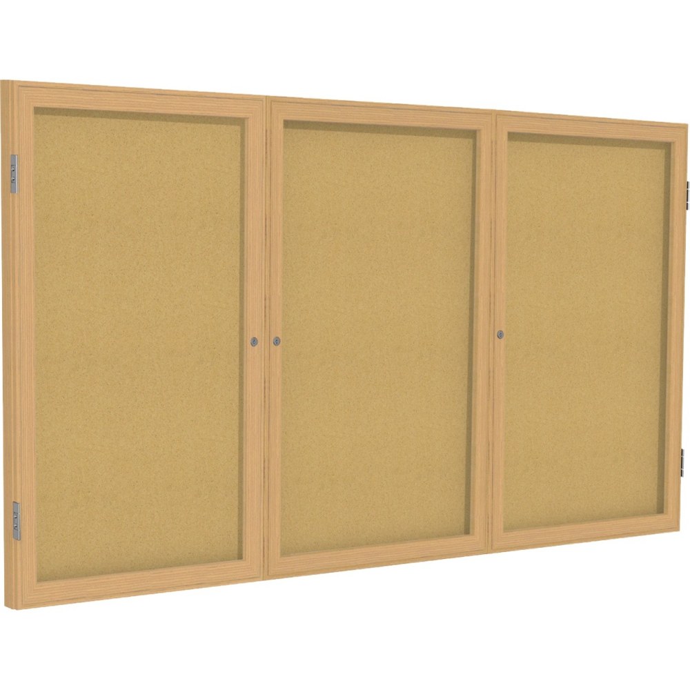 Ghent 3 Door Enclosed Natural Cork Bulletin Board