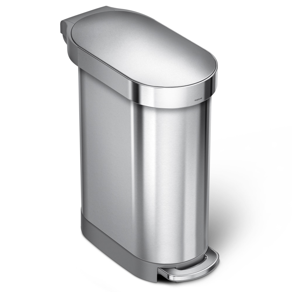 simplehuman Slim Stainless Steel Step Trash Can, With