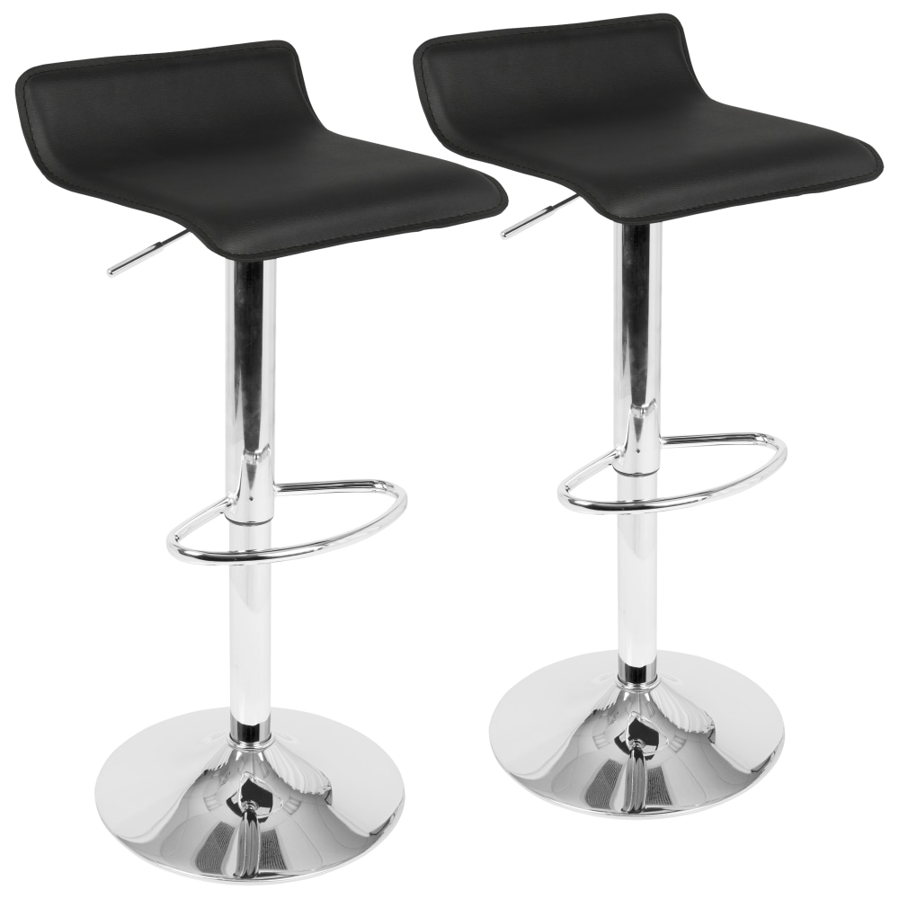 LumiSource Ale Bar Stools, Chrome/Black, Set Of 2