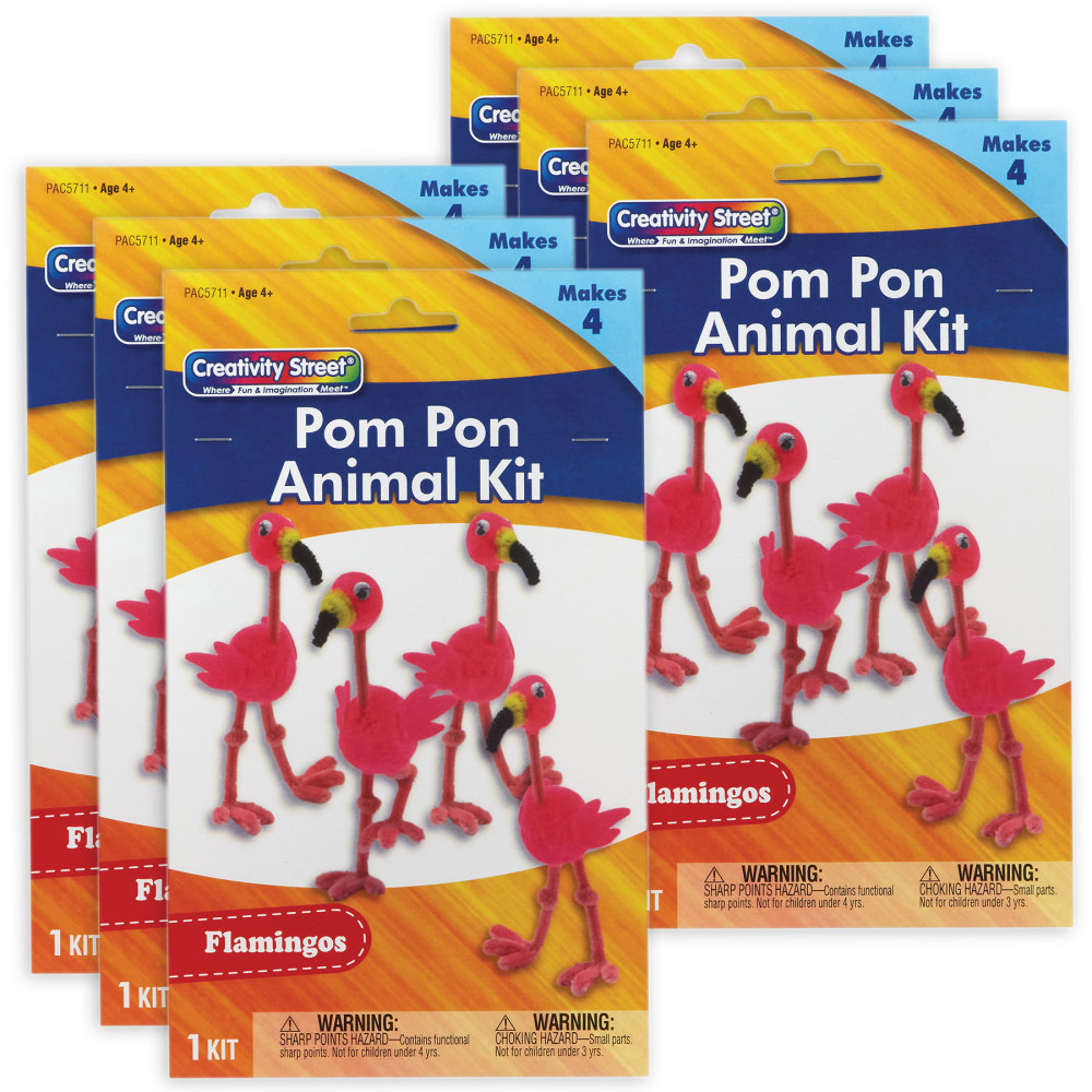 Creativity Street Pom Pom Animal Kits, Flamingos, 4