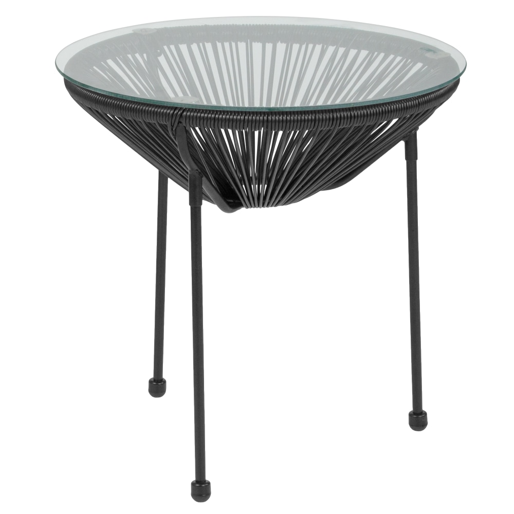 Flash Furniture Rattan Bungee Table With Glass Top,