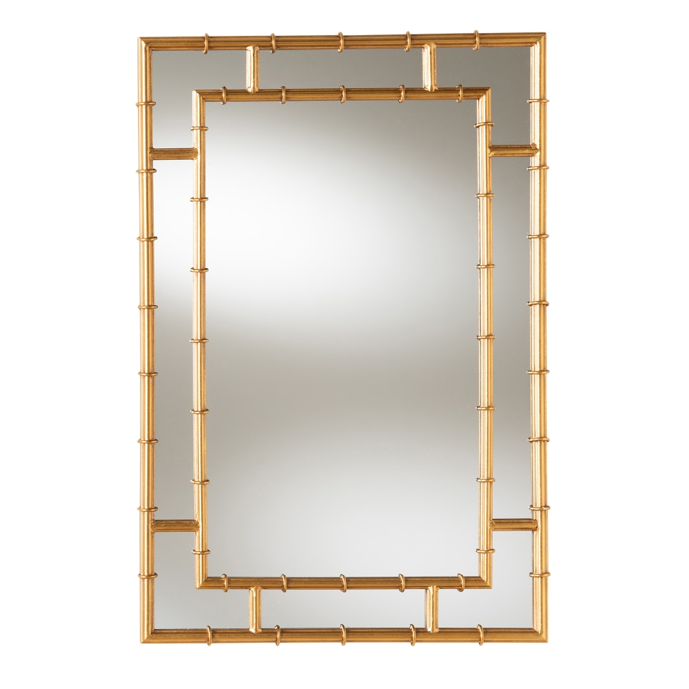 Baxton Studio Bamboo Rectangular Accent Wall Mirror, 32-1/4"