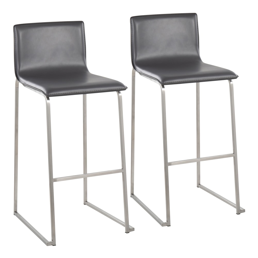 LumiSource Mara Bar Stools, Silver/Gray, Set Of 2