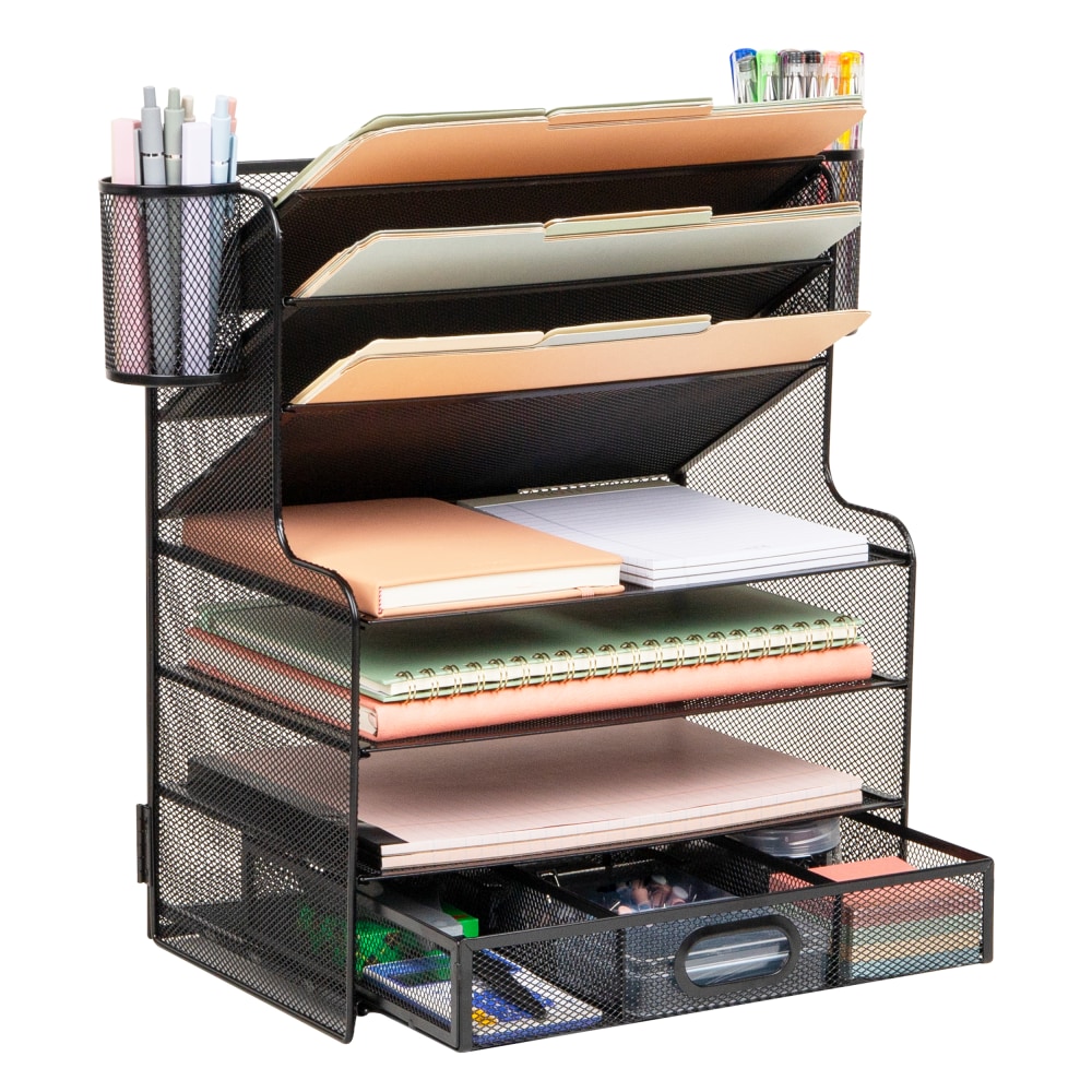 Mind Reader 6-Compartment Mesh Desk Organizer, 16"H x