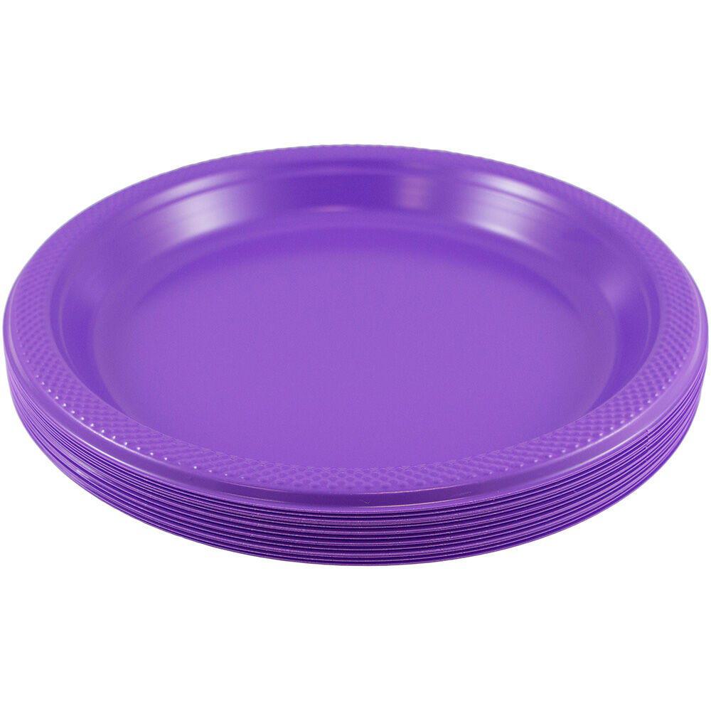 JAM PAPER Round Plastic Party Plates, Medium, 9