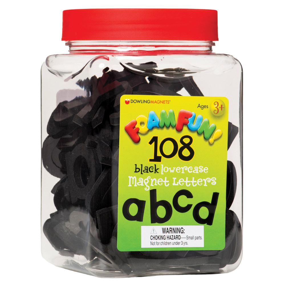 Dowling Magnets Foam Fun Lowercase Magnet Letters, Black,