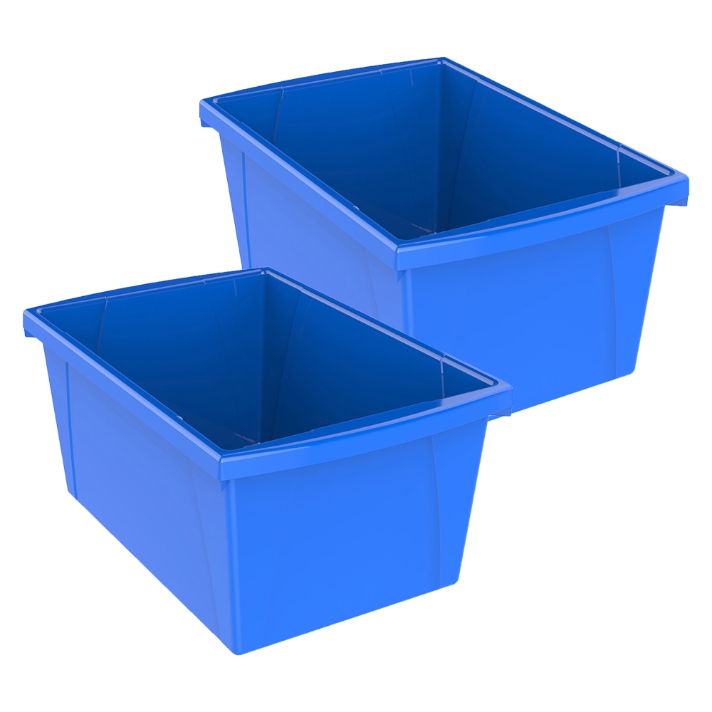 Storex Classroom Storage Bin, Medium, Blue, Pack Of