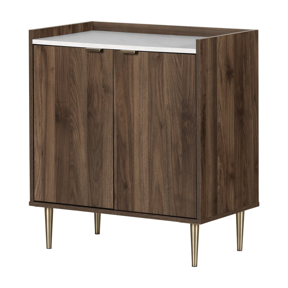 South Shore Maliza 29"W Storage Cabinet, Natural Walnut/Faux