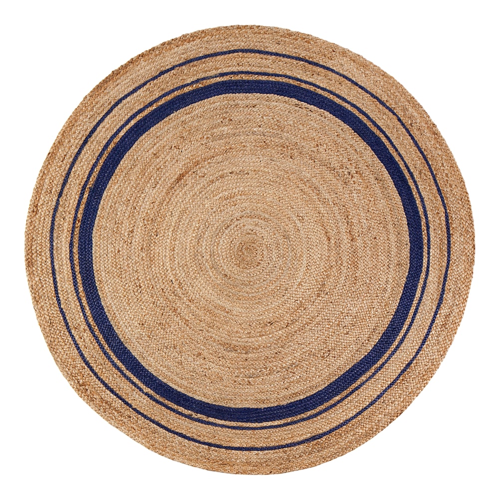 Anji Mountain Kerala Midnite Jute Rug, 6&#x27;, Beige/Blue
