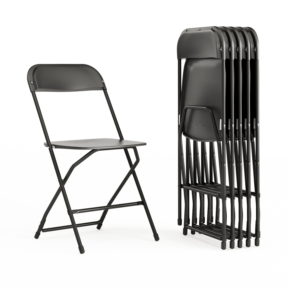 Flash Furniture Hercules Series Plastic Folding Chairs, Black,