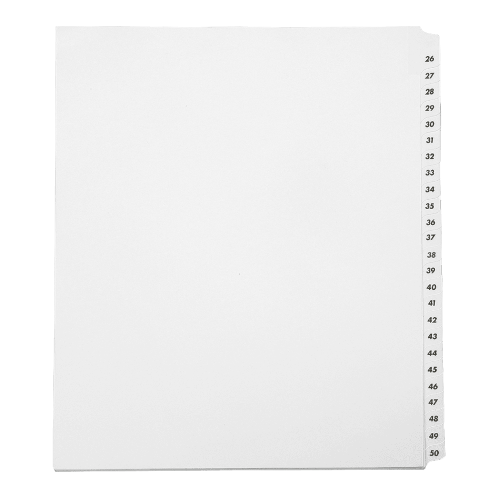 SKILCRAFT® Index Divider Sheets With Numerical Tabs, 26-50,